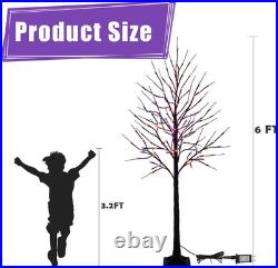 2 Pack 6 FT Halloween Lighted Black Birch Tree, Total 288 LED Purple and Orange 2 Pack 6 FT Halloween Lighted Black Birch Tree, Total 288 LED Purple and Orange