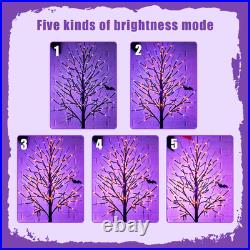 2 Pack 6 FT Halloween Lighted Black Birch Tree, Total 288 LED Purple and Orange 2 Pack 6 FT Halloween Lighted Black Birch Tree, Total 288 LED Purple and Orange