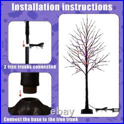 2 Pack 6 FT Halloween Lighted Black Birch Tree, Total 288 LED Purple and Orange 2 Pack 6 FT Halloween Lighted Black Birch Tree, Total 288 LED Purple and Orange
