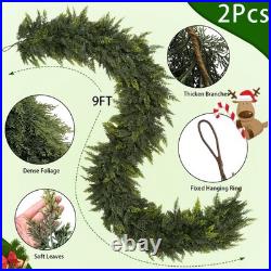 2 Pack 9 Ft Artificial Cedar Garland, Christmas Garland, Realistic Greenery G 2 Pack 9 Ft Artificial Cedar Garland, Christmas Garland, Realistic Greenery G