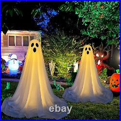 2 Pack Halloween Decorations Outdoor, Spooky Ghost Halloween Decor with Light St