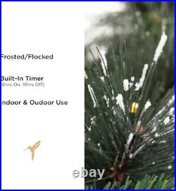 2 Pack of 9 Ft Pre-Lit Frosted Carolina Pine Garland, Artificial, Pine Cones, Wa