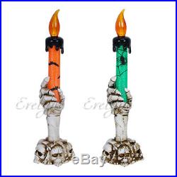 2-Pc Halloween Skull Skeletal Hand Stand LED Candle Light Decoration Party Lamp