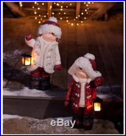 2 Piece Children With Lanterns Christmas Figurine Set Outdoor Yard Decoration Art