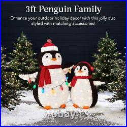 2-Piece Christmas Decoration Lighted Penguin Family 3ft Pop-Up Outdoor Holiday