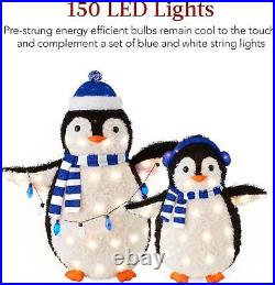 2-Piece Christmas Decoration Lighted Penguin Family 3ft Pop-Up Outdoor Holiday