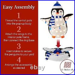 2-Piece Christmas Decoration Lighted Penguin Family 3ft Pop-Up Outdoor Holiday
