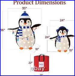 2-Piece Christmas Decoration Lighted Penguin Family 3ft Pop-Up Outdoor Holiday