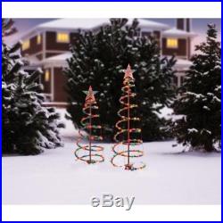 2 Piece Spiral Christmas Tree Set Multi Color Lights Holiday Festive Decoration