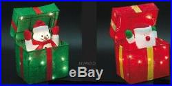 2 Pop Up Snowman & Santa Gift Boxes Lighted Indoor/outdoor Christmas Decoration