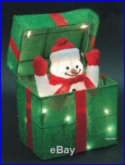 2 Pop Up Snowman & Santa Gift Boxes Lighted Indoor/outdoor Christmas Decoration