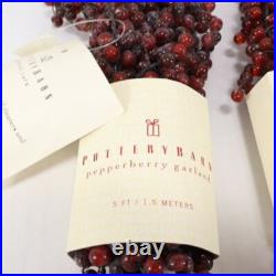 2 Pottery Barn Pepperberry Garland Christmas Tree Pepper Berry Red 5 Ft Each