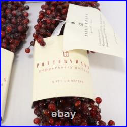 2 Pottery Barn Pepperberry Garland Christmas Tree Pepper Berry Red 5 Ft Each