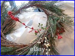 2 Pottery Barn lit pine berry and house Garland Holiday Christmas New