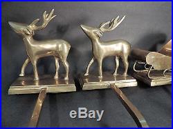 2 Reindeer & Sleigh Solid Brass Christmas Stocking Holders (pottery Barn)