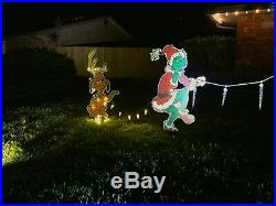 2 SIDED GRINCH Stealing CHRISTMAS Lights Decoration & Max the Dog too! Free Ship