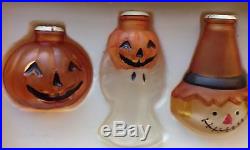 2 Sets Vintage Old World Halloween Glass Light Covers Witch Pumpkin Skull