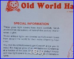 2 Sets Vintage Old World Halloween Glass Light Covers Witch Pumpkin Skull