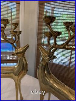 2 Showstoppong VTG Gold Brass Reindeer 10 Count Candelabra Pottery Barn 20