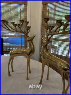 2 Showstoppong VTG Gold Brass Reindeer 10 Count Candelabra Pottery Barn 20