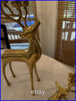 2 Showstoppong VTG Gold Brass Reindeer 10 Count Candelabra Pottery Barn 20
