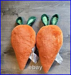 2 Target Bullseye Easter Carrot Plush Pillows Green Bunny Ear Tops
