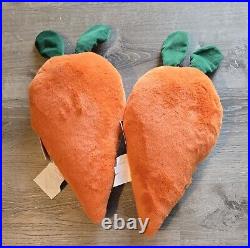 2 Target Bullseye Easter Carrot Plush Pillows Green Bunny Ear Tops