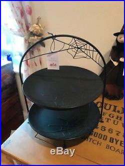 2 Tier Spiderweb Halloween Earthenware Serving Plate Set NWT Pier 1 SOLD OUT