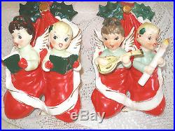 2 Vintage Christmas Napco Angels In Stockings Wall Hangersjapan Ax1708/ax1708a