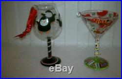 2 Vintage Lolita Diva Miniature Martini Drink Glass Ornaments Penguin