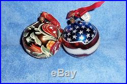 2 Waterford Holiday Heirlooms Ornament AN AMERICAN TRIBUTE hearts BLOWN GLASS
