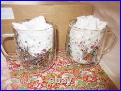 2 Williams Sonoma Double Wall Coffee Mugs Twas The Night Before Christmas NEW