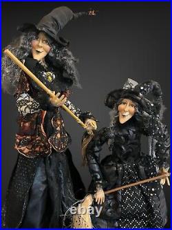 2 Witch Sisters Halloween Dolls 3Ft Porcelain And Fabric