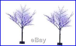 (2)holiday Wonderland 6' Blue Cherry Blossom Tree 336 Blue Led Lights Xdhk32532a
