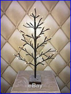 2ft Snowy Effect Warm White Twig Tree 51 LED Christmas XMAS Decoration 60cm