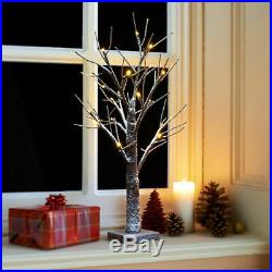 2ft Snowy Twig Christmas Tree 24 Warm White LED Light Christmas Indoor /Outdoor