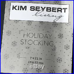 2pc Kim Seybert RED Christmas 2 Stocking Set Bead Jewel Gold Green Santa Sock