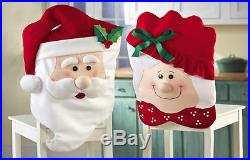 2pc Mr & Mrs Santa Claus Kitchen Table Chair Covers Christmas Holiday Home Decor