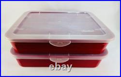 2x Sterilite Christmas Ornament Storage Case Red 32 Adjustable Stackable 1979