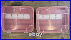 2x Sterilite Christmas Ornament Storage Case Red 32 Adjustable Stackable 1979