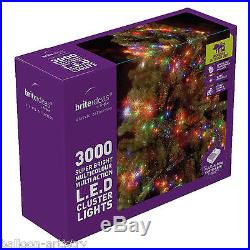 3000 Christmas MULTI COLOUR Indoor Outdoor Cluster Lights 39m Tree Decoration