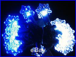 30 Blue & White LED Snowflake Christmas Light Set Indoor/Outdoor NEW FREE SHIP