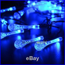 30 LED New Waterdrop Blue 6M Solar String Lights Party Wedding Christmas Lawn