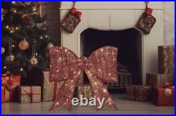 30 LED Twinkling Red Glitter Bow Modern Farmhouse Christmas Hanging Decor