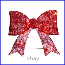30 LED Twinkling Red Glitter Bow Modern Farmhouse Christmas Hanging Decor