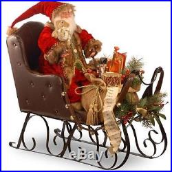 30” Large Santa Claus on Sleigh Xmas Christmas Life Size Decor Yard Holiday