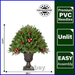 30 in. Artificial Christmas Joyful Porch Tree in Pedestal Urn with Pinecones
