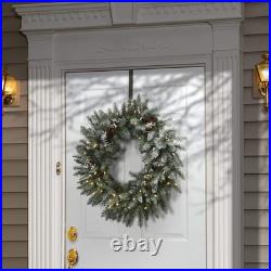 30 in. Pre-Lit Snowy Morgan Spruce Wreath with Twinkly LED Lights, Plug-In