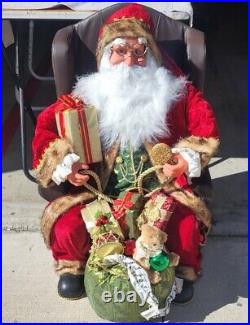 31 Santa Claus Sitting in Wing Chair Holiday Christmas Display presents toys