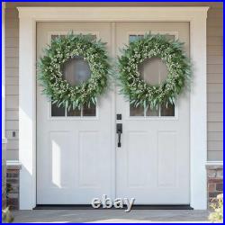 32'' Eucalyptus and Babys Breath Flowers Wreath for Front Door Large Artifi